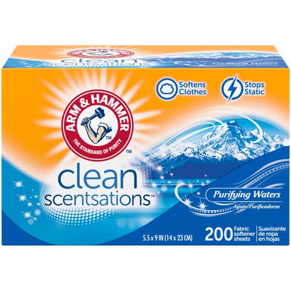 [Australia] - Arm & Hammer Fabric Softener Sheets, Purifying Waters, 200 ct 