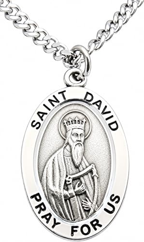 Westmon Works St David Solid Pewter One Inch Saint Medal with Stainless Steel Chain