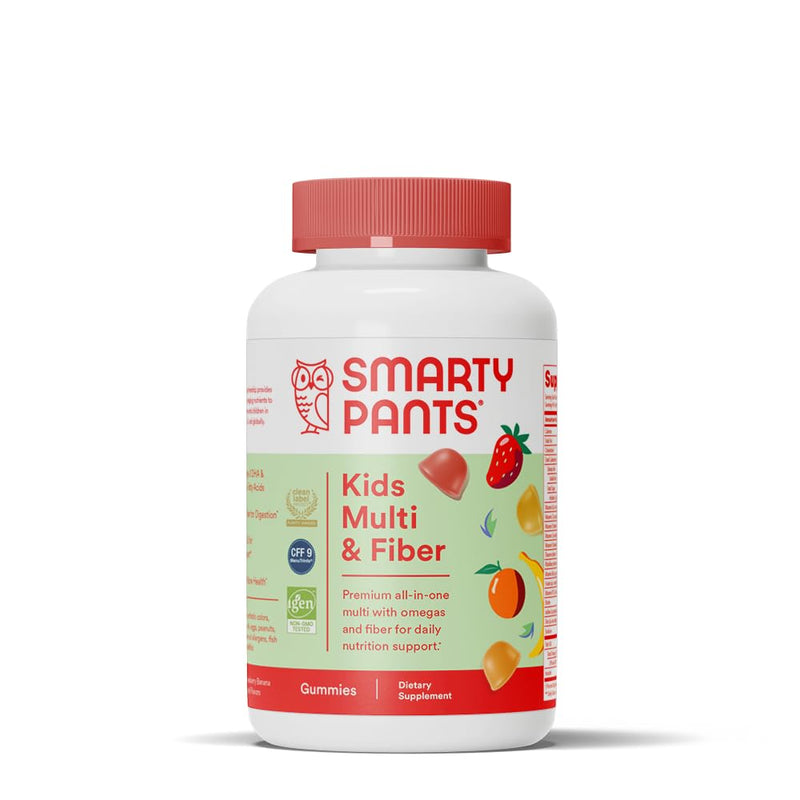 SmartyPants Kids Multivitamin Gummies and Fiber Supplement: Vitamin D3, C, Vitamin B12, B6, A, Zinc, Biotin, Inositol, Fiber Gummies, Three Fruit Flavors, 90 Count (22 Day Supply) 90 Count (Pack of 1) Fiber - 22 Day Supply