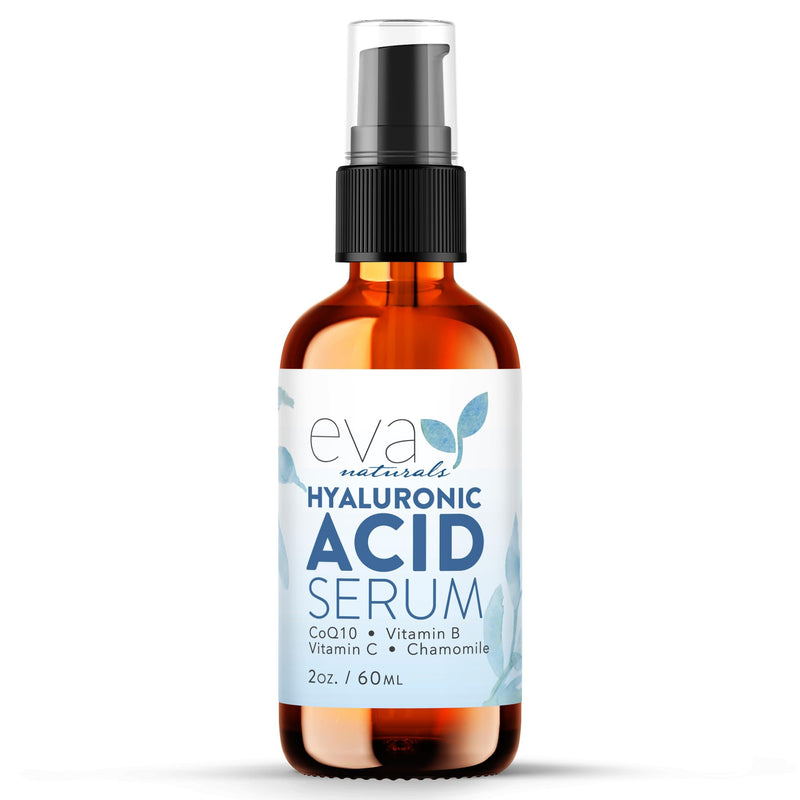 Eva Naturals Hyaluronic Acid Serum for Face, Vitamin B5 & Hydrating, 60 ml | Lightweight, daily moisturizer Regular 2 Fl Oz (Pack of 1)