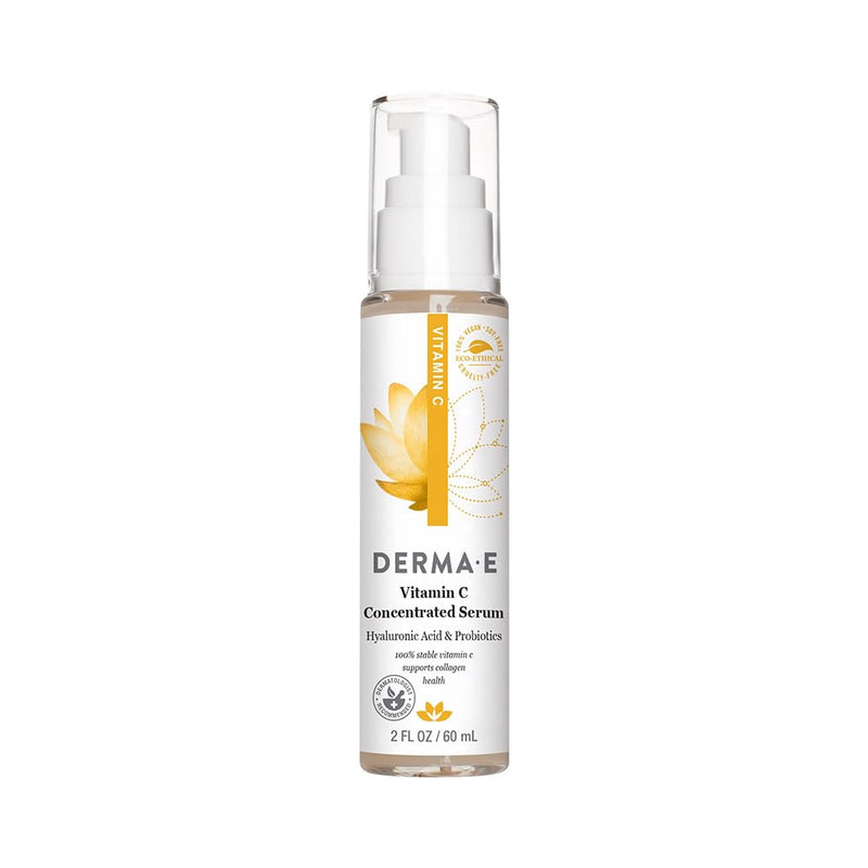 DERMA E Vitamin C Concentrated Serum, 2 Oz, with Hyaluronic Acid, Vitamin E & Aloe, All Natural, Antioxidant-Rich Concentrated Formula, Hydrating & Brightening Vitamin C Face Serum