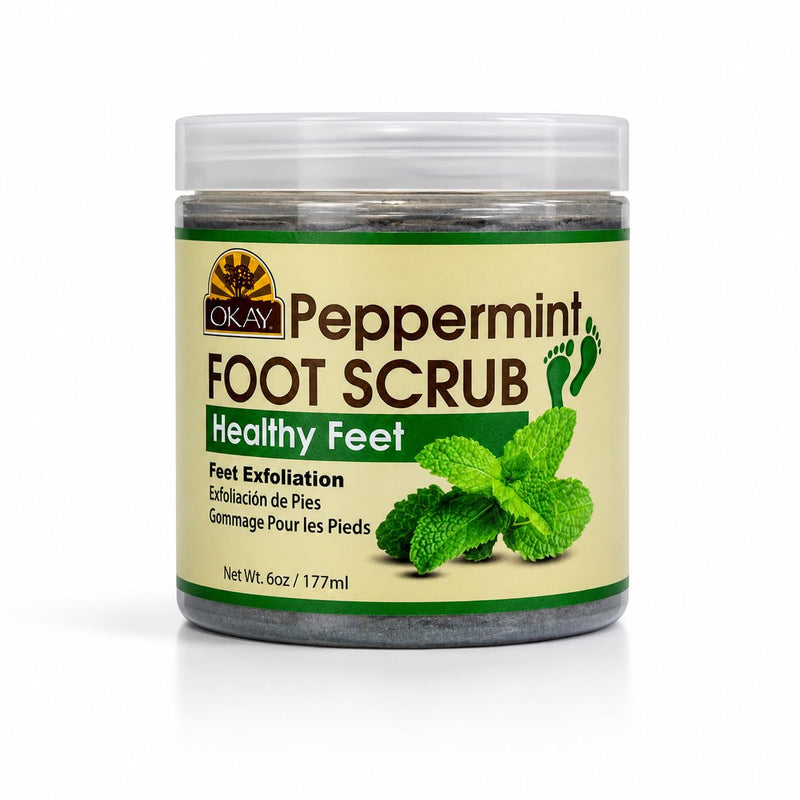 OKAY Peppermint Foot Scrub - Exfoliating Foot Scrub, Foot Exfoliator, Great for Cracked Heels, Pedicures, Dead Skin Remover, Exfoliant for Calluses, Moisturizer for Dry Skin - 6 Oz (Pack of 1) 6 Ounce (Pack of 1)