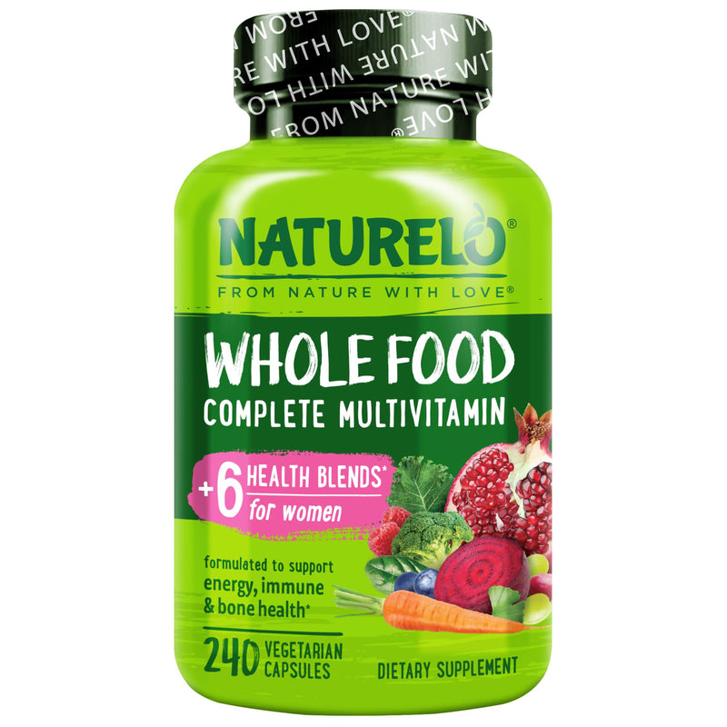 NATURELO Whole Food Multivitamin for Women - with Vitamins, Minerals, & Organic Extracts - Supplement for Energy and Heart Health - Non GMO - 240 Vegan Capsules 240 Count (Pack of 1)