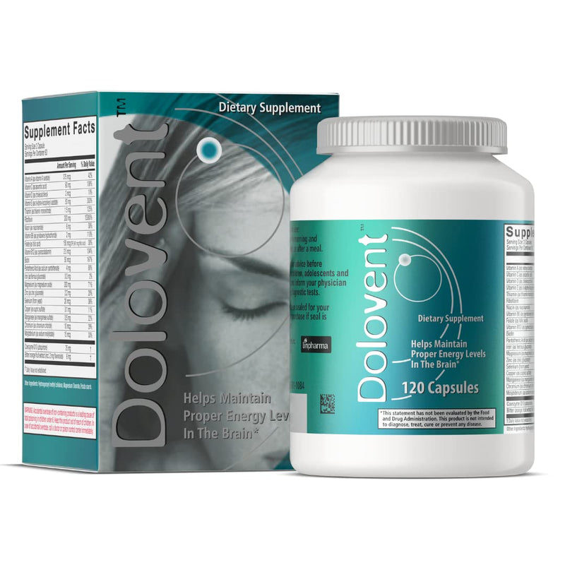 Dolovent Vitamin B2, Magnesium & CoQ10 Formula, 120 Capsules | Dietary supplement with 400mg vitamin B2, magnesium & CoQ10; supports brain health; made in Germany 1