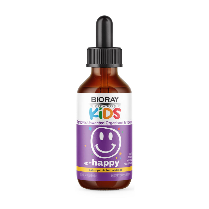[Australia] - BIORAY Kids NDF Happy, Peach - 2 fl oz - Removes Unwanted Organisms That Can Trigger Irritability - 1-2 Month Supply 