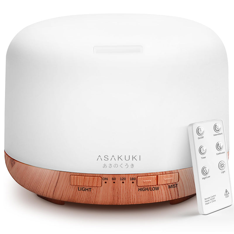 ASAKUKI Essential Oil Diffuser for Home, 500ML Aromatherapy Humidifier | with Remote Control, 7 Color LED Lights, Quiet Cool Mist Diffuser for Bedroom, Living Room, Office (Yellow) A-yellow