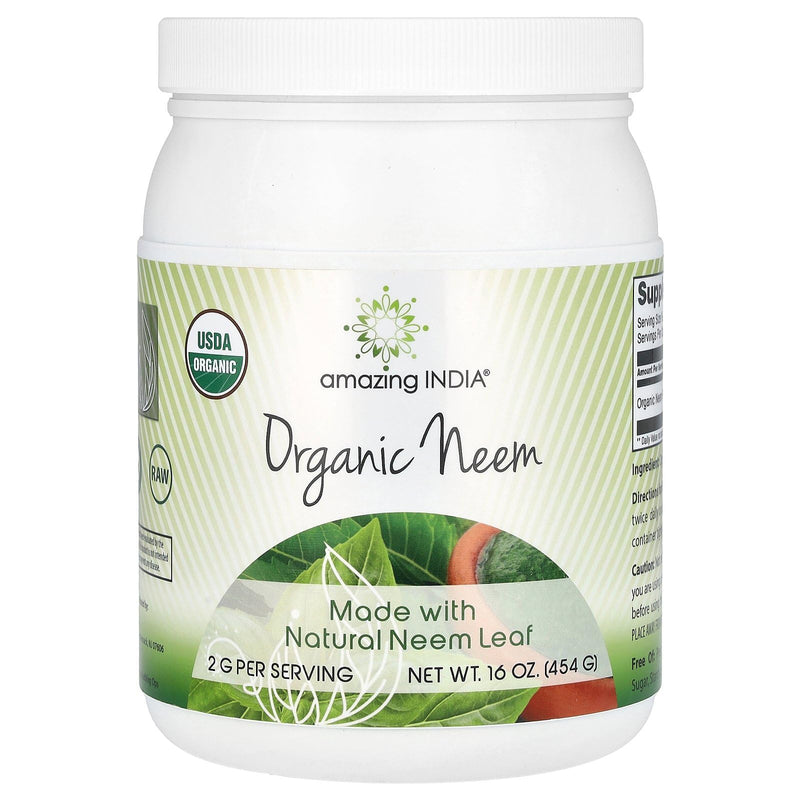[Australia] - Amazing India USDA Certified Organic Neem Powder (Non-GMO) 16oz - Promotes Blood Purification, Healthy Immunity & Healthy Skin 