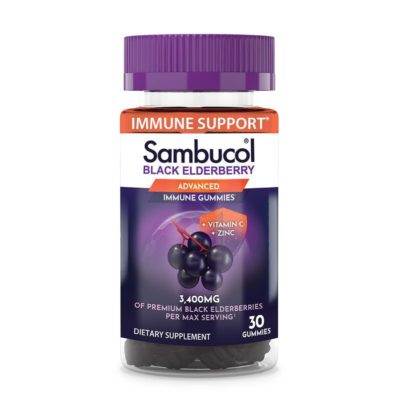 [Australia] - Sambucol Black Elderberry Gummies - Elderberry with Zinc and Vitamin C for Adults, Sambucus Elderberry Gummies, Immune Support Gummies - 30 Count 30 Count (Pack of 1) 