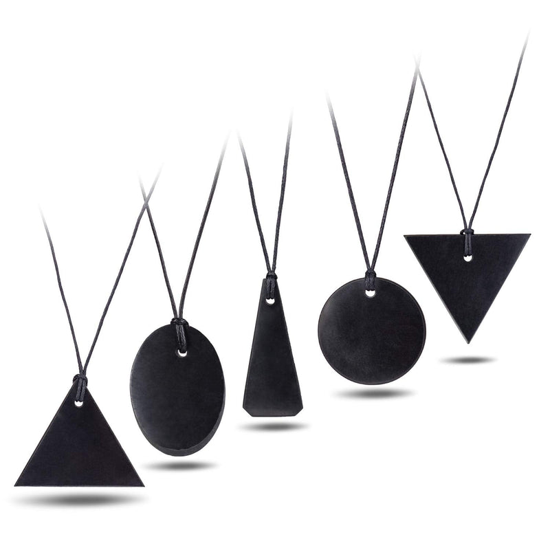 [Australia] - Heka Naturals Shungite Crystal Necklace Pendants Set | Healing Crystals & Chakra Necklace - Gemstone Jewelry for Men & Women - Spiritual and Joyous Gifts Set of 5 