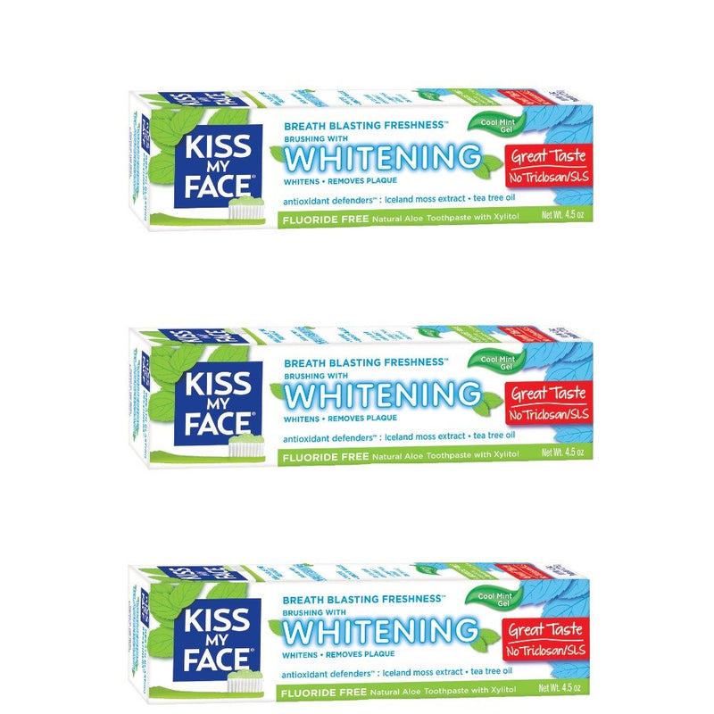 [Australia] - Kiss My Face Gel Teeth Whitening Fluoride Free Toothpaste (Pack of 3), Tea Tree, 13.5 Ounce (2434503EAF) Whitening,Fluoride Free 4.5 Ounce (Pack of 3) 