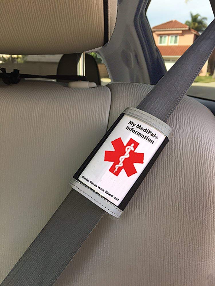 [Australia] - Medical Alert ID on Seatbelt Covers Shoulder Strap, w/Emergency Medical info for Autism Awareness, an Allergy ID, Seizure Alert, Diabetic ID, Dementia Product for Elderly + Medication List All Health Conditions 