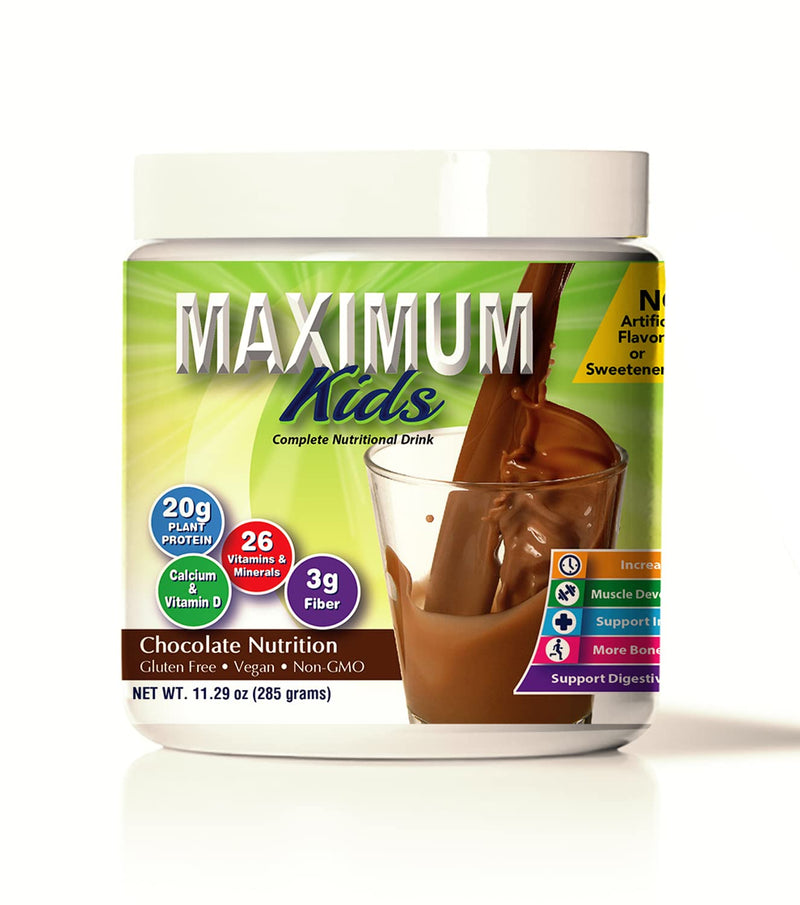 [Australia] - Maximum Kids Complete Organic Powder Mix. Great Tasting, Easy to use, Complete Nutritional Drink with 26 Vitamins and Minerals, 20g of Plant Protein, 3g of Fiber. Kid Tested. Parents Approved. 