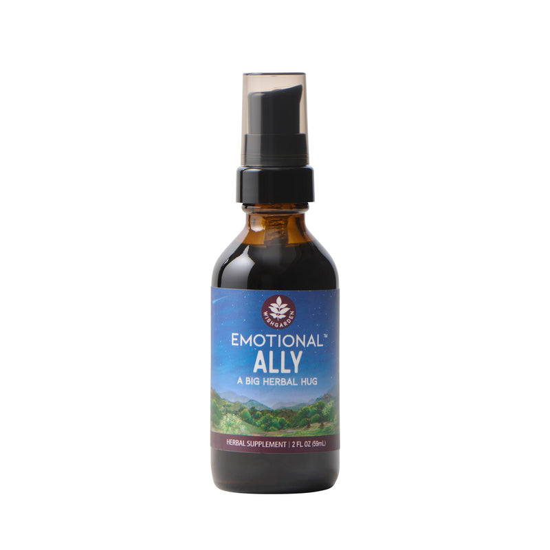 WishGarden Herbs Emotional Ally, 6-Herb Mood & Grief Support Tincture, 2oz | St. John's Wort, Passion Flower, Skullcap, Motherwort & Milky Oat, Eases Nervous Tension, Non-GMO, Vegan, Gluten-Free 2 Fl Oz (Pack of 1)