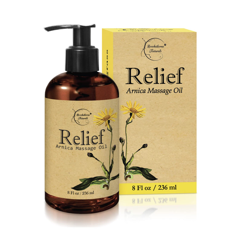 [Australia] - Relief Arnica Massage Oil – Great for Sports & Athletic Therapeutic Massage – All Natural - Arnica Montana for Sore Muscle Relief. Contains Sweet Almond, Jojoba, Grapeseed & Essential Oils 8oz 8 Fl Oz (Pack of 1) 