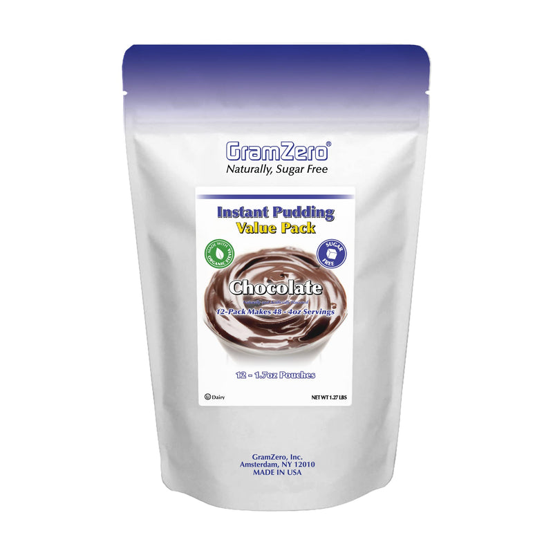 [Australia] - GramZero Chocolate Sugar Free Pudding Mix 12-Pack, Great For Nutrition Club Meal Replacement Shakes, Low Calorie Dessert, Stevia Sweetened 