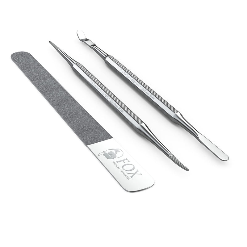 Fox Medical Equipment Ingrown Toenail Treatment Kit – Diamond File & Professional Toenail Lifter Tool – Surgical Stainless Steel Set for Pain-Free Relief, Precision Pedicure & Safe Nail Care