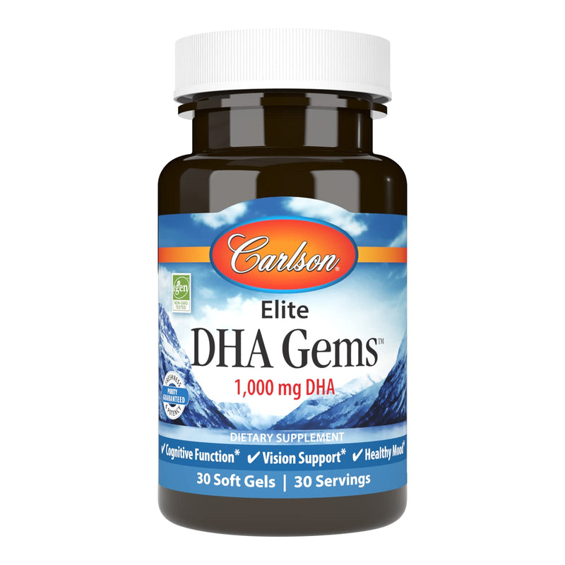 [Australia] - Carlson - Elite DHA Gems, 1000 mg DHA, Supports Healthy Brain Function & Vision, 30 soft gels 