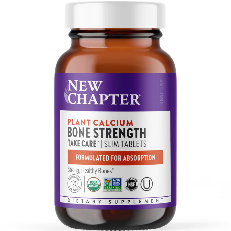 [Australia] - New Chapter Calcium Supplement - Bone Strength Organic Calcium with Magnesium, Vitamin D3+K2, 70+ Trace Minerals for Bone Health, Gluten Free, Easy to Swallow - 120 Slim Tablets 120 Count (Pack of 1) 
