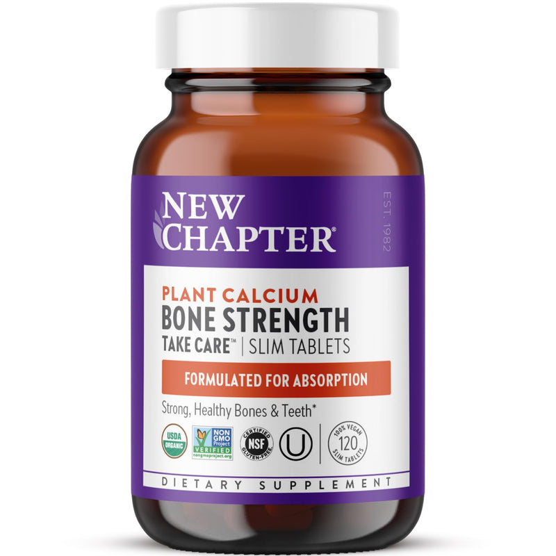 New Chapter Bone Strength Take Care - Bone & Heart Health Supplement - Clinically Studied Plant Calcium from Red Marine Algae - Vegan, Organic, Gluten Free & Kosher - 120 Slim Tablets 120 Count (Pack of 1)