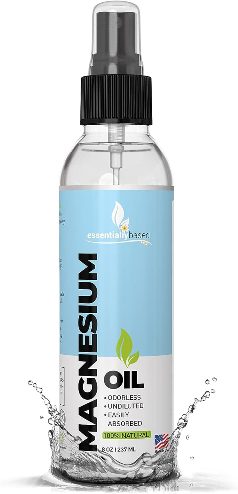 [Australia] - Magnesium Oil Spray 8oz Size - Extra Strength - 100% Pure for Less Sting - Less Itch - Essential Mineral Source - Made in USA 8 Ounce (Pack of 1) Clear 