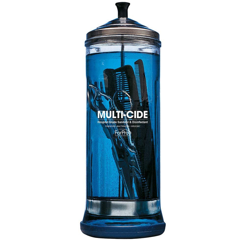 [Australia] - ForPro Multi-Cide Tall Glass Jar, for All Hairstyling Tools Including Brushes, Combs & Shears, 37 oz 37 Ounces 