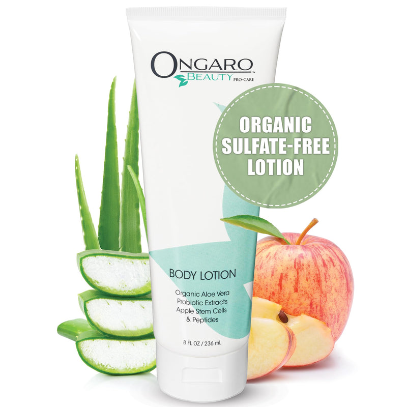 Ongaro Beauty Organic Body Lotion - Body Moisturizer Skin Lotion, Probiotic Lotion w/Aloe Vera, Cocoa Butter, Hyaluronic Acid, Shea Butter & Vitamin E, Lightweight, All Skin Types 8fl oz Apricot Citrus