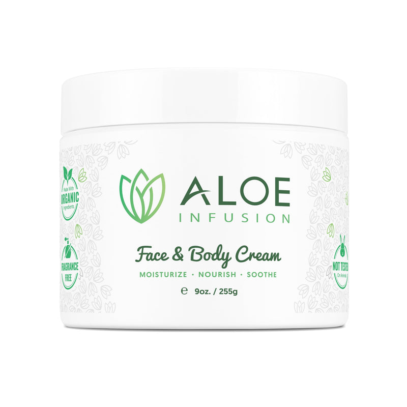 Aloe Infusion Aloe Vera Face & Body Cream – 9 Ounce | Natural Moisturizer for Dry & Sensitive Skin – Hydrating, Non-Greasy Lotion - Shea Butter & Manuka Honey – After-Sun Care 9 Ounce (Pack of 1)