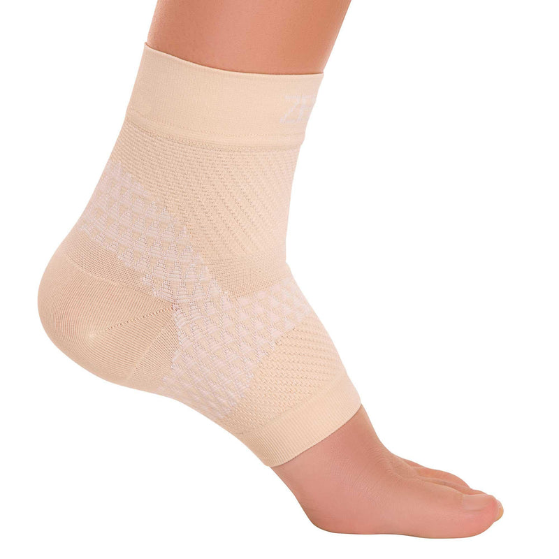 Zensah Plantar Fasciitis Sleeve - Relieve Heel Pain, Arch Support, Reduce Swelling - Compression Foot Sleeve, PF Sock Medium 1 Single Sleeve - Beige