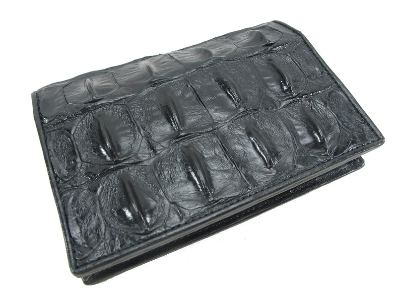 Pelgio Genuine Crocodile Alligator Skin Leather Passport Holder Wallet (Black) Black