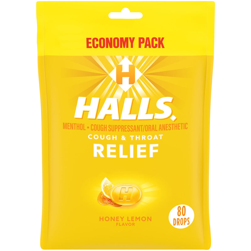 [Australia] - HALLS Relief Honey Lemon Cough Drops, Economy Pack, 80 Drops 80 Count (Pack of 1) 