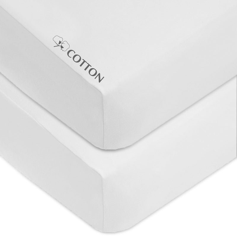 [Australia] - American Baby Company 2 Pack Fitted Crib Sheets 28" x 52", Soft Breathable Neutral 100% Cotton Jersey Sheet, White, for Boys and Girls, Fits Crib and Toddler Bed mattresses 