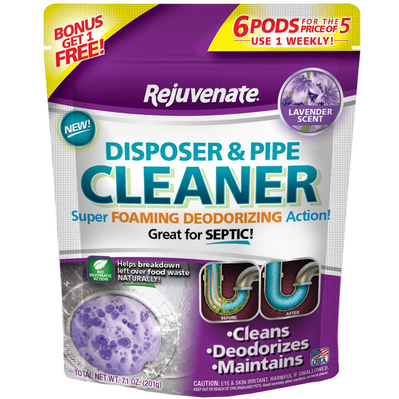 [Australia] - Rejuvenate Garbage Disposal and Drain Pipe Cleaner Powerful Foaming Action and Removes Garbage Disposal Smells 6 Unit Pack Lavender Scent 6 Count - Lavender Disposer and Pipe Cleaner 