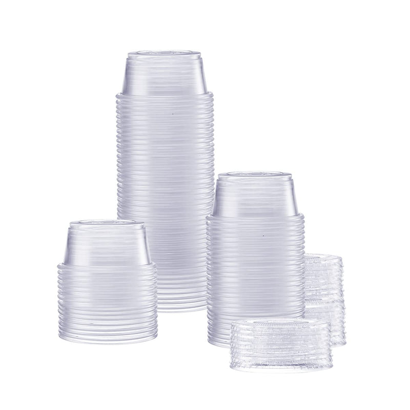 [Australia] - Comfy Package [100 Sets - 2 oz. Plastic Disposable Portion Cups with Lids, Souffle Cups, Jello Cups… 2 oz. 