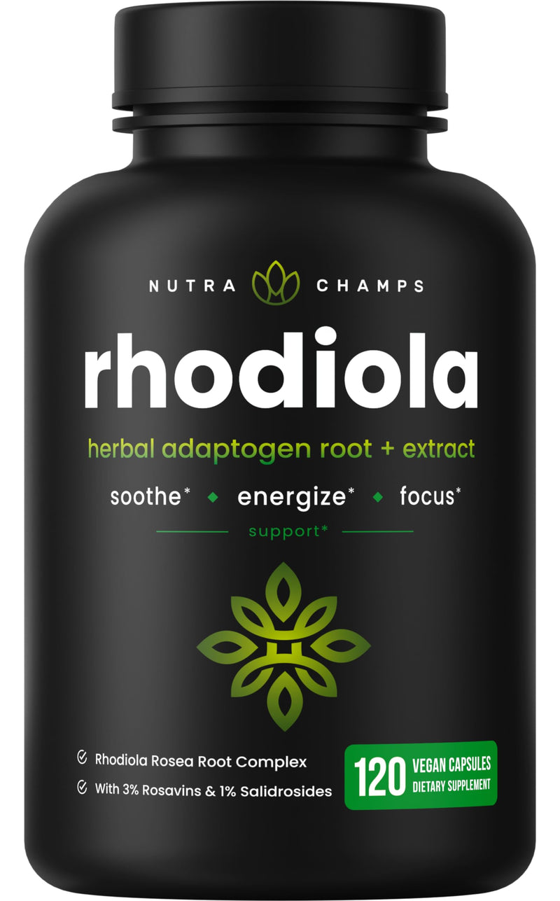 [Australia] - NutraChamps Rhodiola Rosea Capsules [120] Rosavin Plus Salidrosides | Rhodiola Rosea Extract Supplement | 300mg Vegan Pills | Rhodiola for Energy, Stress Relief, Mood Support and Focus 