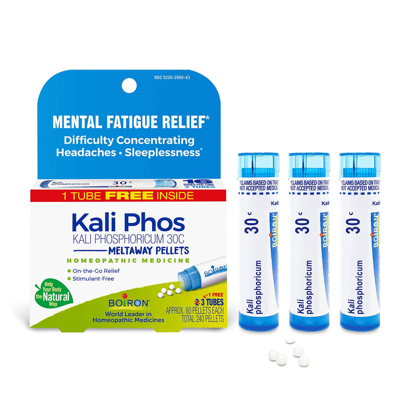 [Australia] - Boiron Kali Phosphoricum 30C Homeopathic Medicine for Headaches, Sleeplessness, Mental Fatigue, and Concentration Difficulties - 3 Count (240 Pellets) 
