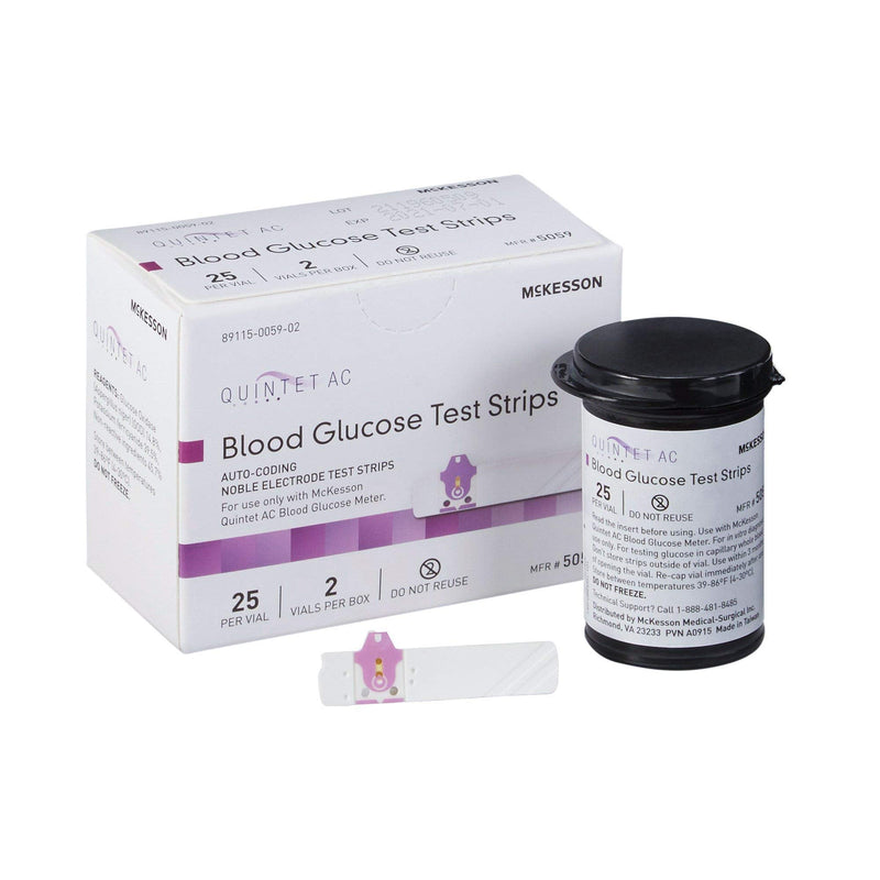 [Australia] - McKesson Quintet AC Blood Glucose Test Strips - Auto Coding, Noble Electrode Strips, for Self-Testing and Point-of-Care Testing of Whole Blood Glucose, 50 Strips, 1 Pack 25 Count (Pack of 2) 