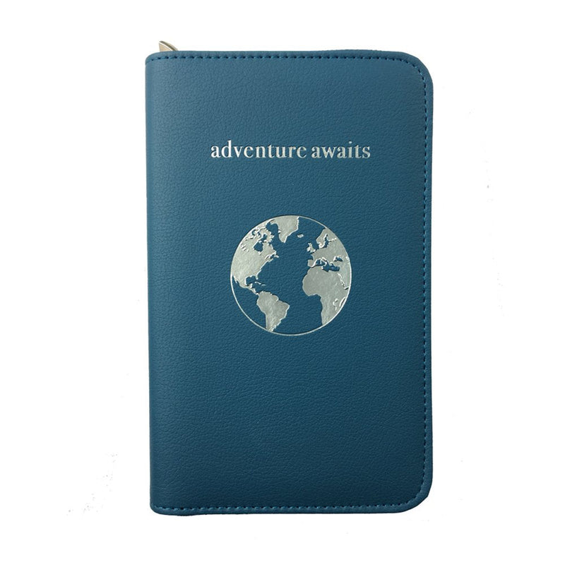 Phone Charging Passport Holder - Travel Wallet with Removable Power Bank holds money, cards, phone, travel docs- RFID Blocking - Compatible with All Phones - Travel Accessories Cerulean