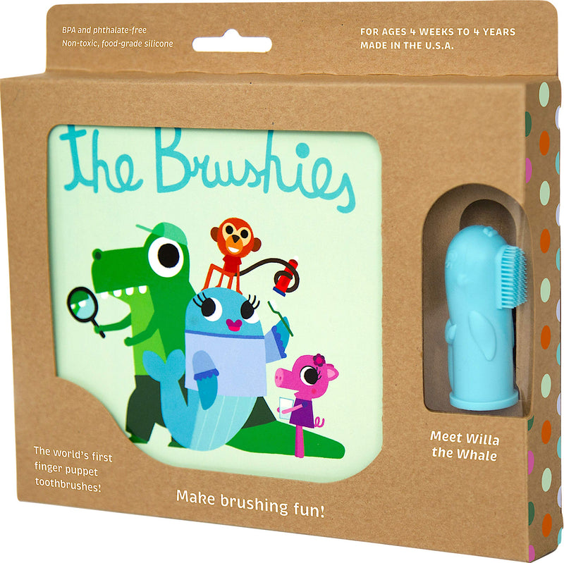 [Australia] - The Brushies Willa The Whale Toddler Toothbrush & Storybook Set/Dental Item and Book/Youth Tooth & Gum Care/Ages 4 Weeks to 4 Years 