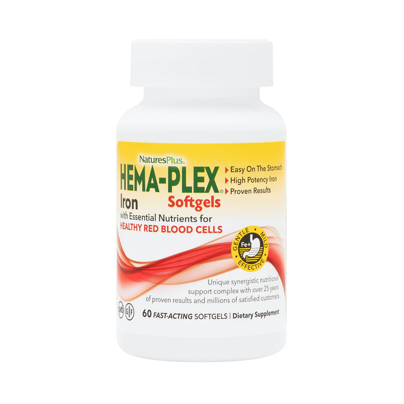 [Australia] - NaturesPlus Hema-Plex Iron - 60 Fast-Acting Softgels - 85 mg Elemental Iron + Vitamin C & Bioflavonoids for Healthy Red Blood Cells - Vegan, Gluten Free - 20 Servings 1 