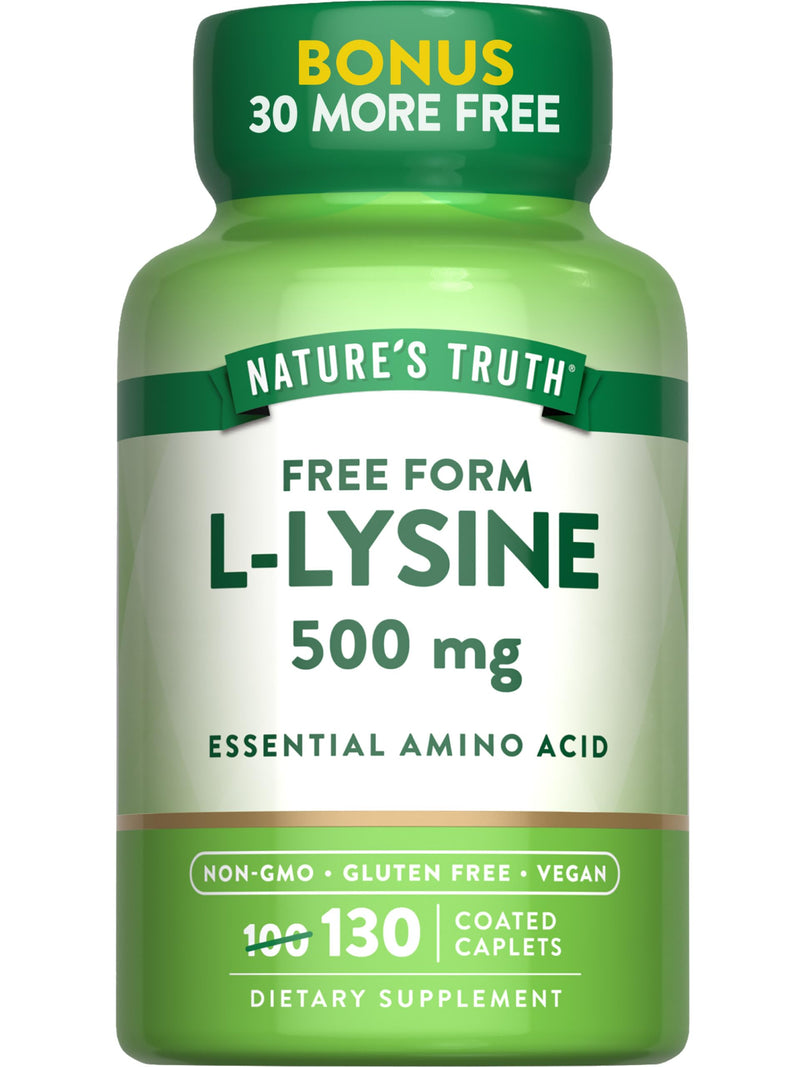 [Australia] - Nature's Truth L-Lysine 500mg | 130 Caplets | Free Form | Essential Amino Acid | Non-GMO & Gluten Free Supplement 