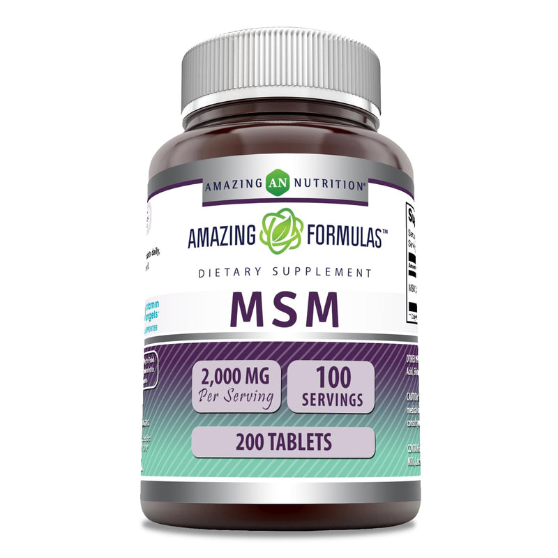 [Australia] - Amazing Formulas MSM (Methylsulfonylmethane) Supplement | 1000 Mg Per Serving | 200 Tablets | Non-GMO | Gluten Free | Made in USA Unflavored 
