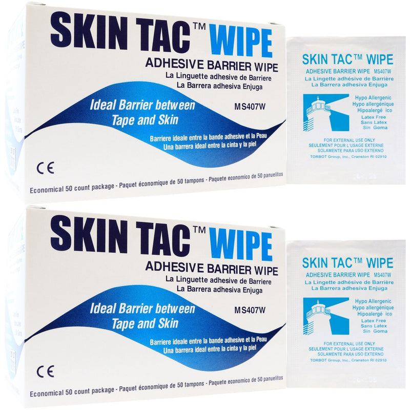 [Australia] - Skin Tac Adhesive Barrier Wipes - 50 ct Per Box - Pack of 2 Boxes 