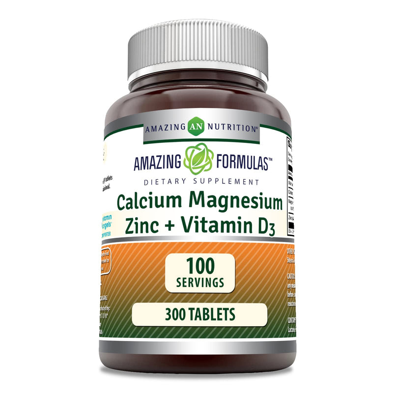 [Australia] - Amazing Formulas Calcium Magnesium Zinc D3 - 300 Tablets Per Bottle Supplement (Calcium 1000mg - Magnesium 400mg - Zinc 25mg Plus Vitamin D3 600 IU - Per Serving of 3 Tablets) 300 Count 