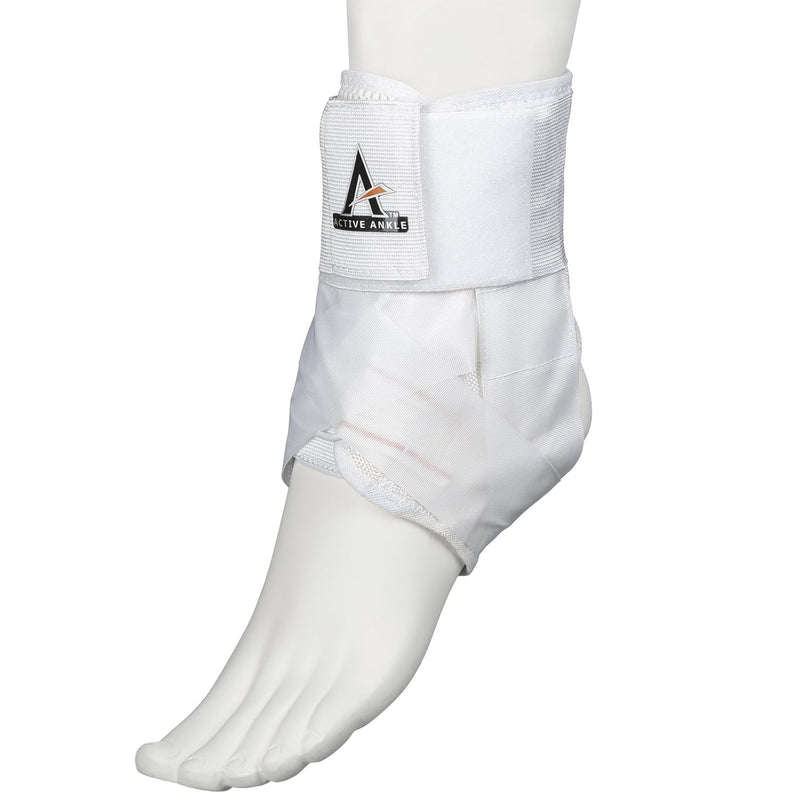 Active Ankle AS1 Pro Lace Up Ankle Brace, White Ankle Support with Laces for Men & Women, Protection & Sprain Support for Volleyball, Rugby, Basketball, Low Profile, White, Small