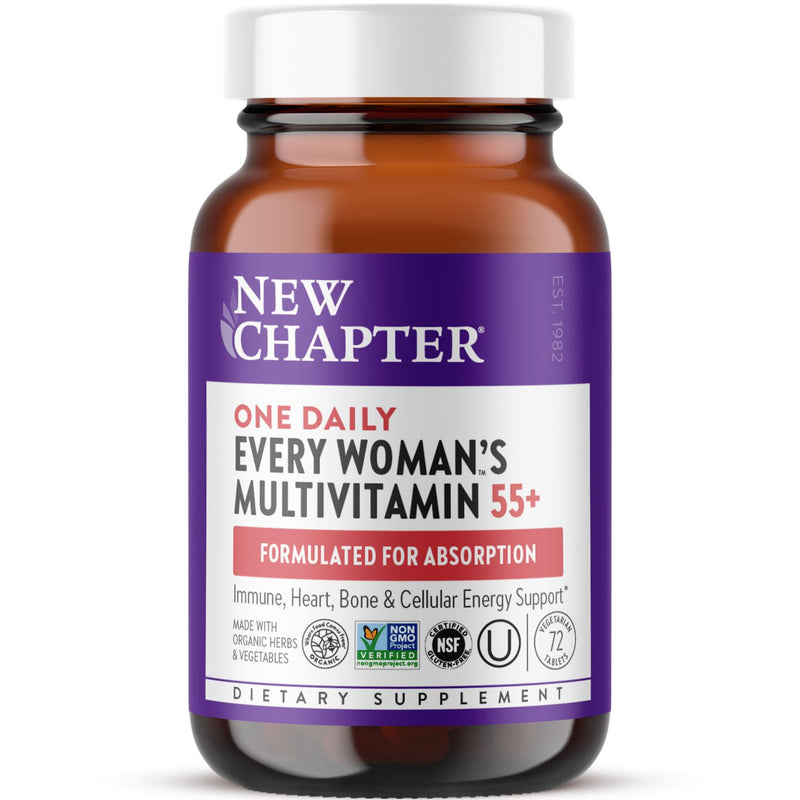 New Chapter Every Woman's One Daily 55+ - Multivitamin for Women - Supports Immune, Bone & Vision Health* - Gentle on the Stomach - Non-GMO, Gluten Free, Dairy Free, Vegetarian & Kosher - 72 Tablets 72 Count (Pack of 1)