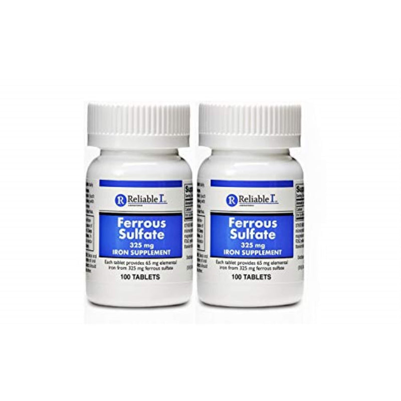 [Australia] - Ferrous Sulfate 325mg Iron Supplement (2-PACK) | Iron Pills | | 100 Iron Tablets per Bottle, 2-Pack Unflavored 50 Count (Pack of 2) 