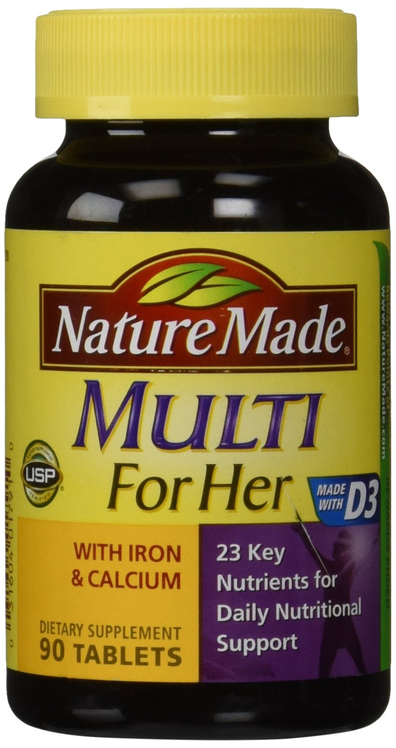 Nature Made, Multi for Her with Iron and Calcium, 90-Count Tablets