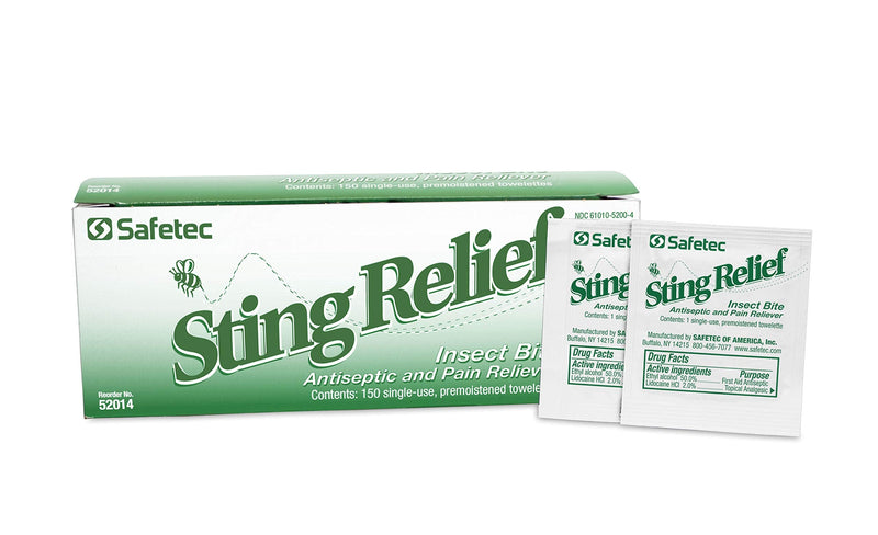[Australia] - Safetec Sting Relief Wipes, 150 Count Box 150 Count (Pack of 1) 