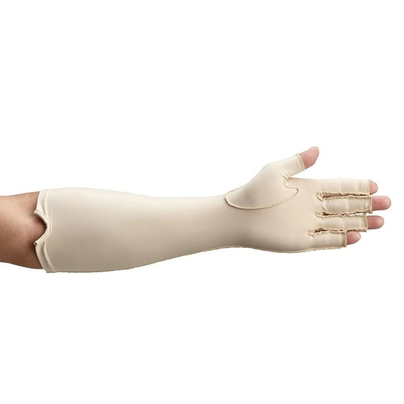 [Australia] - Rolyan Forearm Length Left Compression Glove, Open Finger Compression Sleeve to Control Edema and Swelling, Water Retention, and Vericose Veins, Covers Fingers to Forearm on Left Arm, Small 