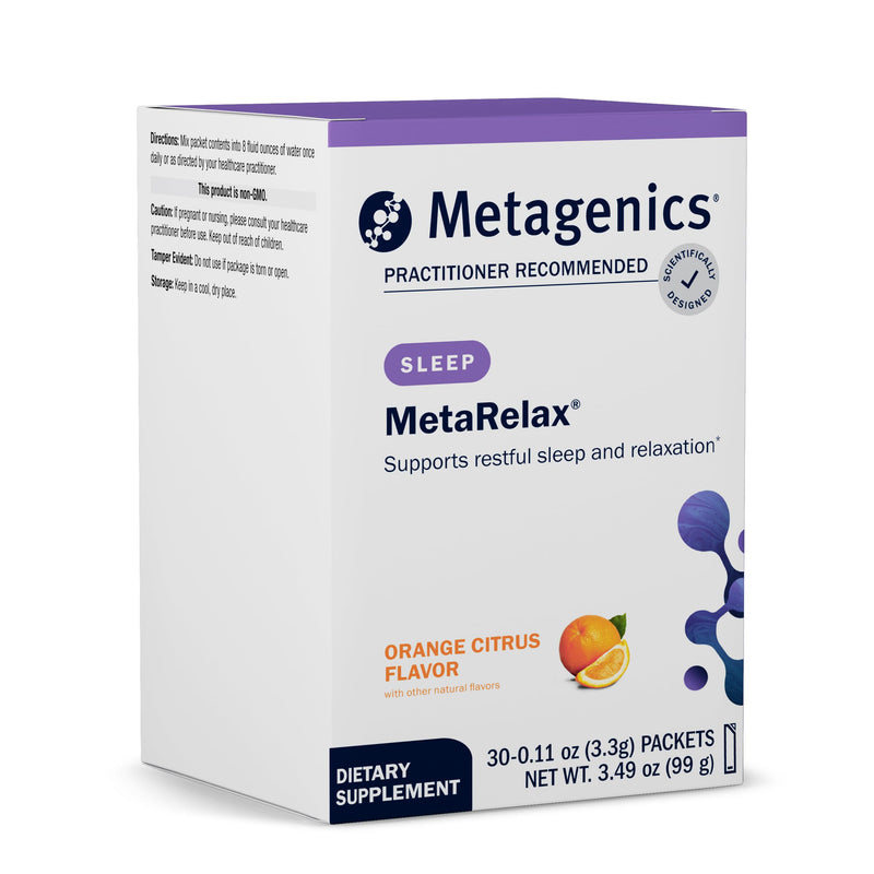 Metagenics MetaRelax Magnesium Powder, Orange Citrus, 30 Servings | for Restful Sleep, Relaxation and Positive Mood, with B-Vitamins, Taurine and GABA, Non-GMO, Gluten-Free, Vegetarian